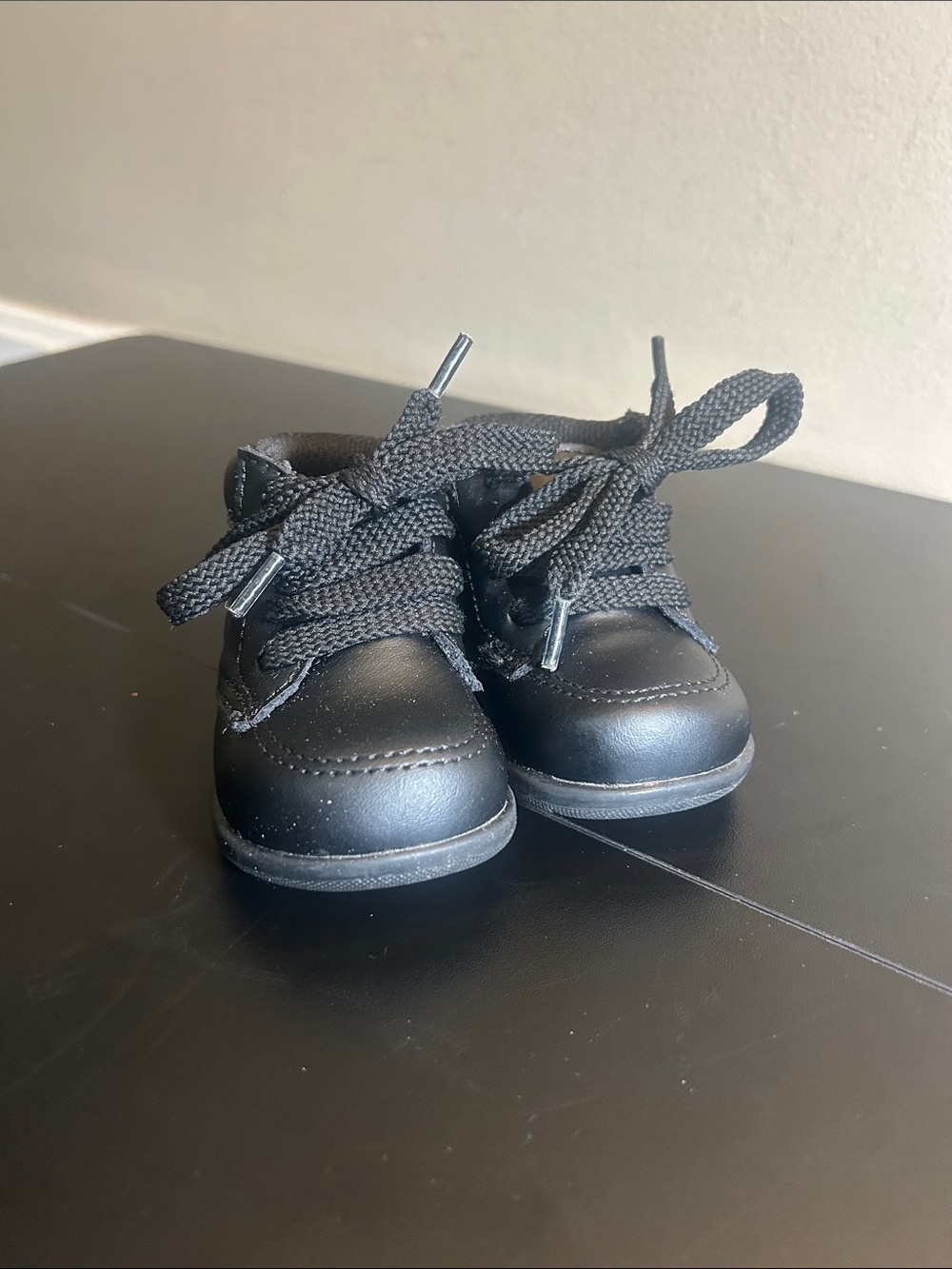 Shoe Dept. Collection Black High Top Lace Up Leather Baby Shoes 2W Baby